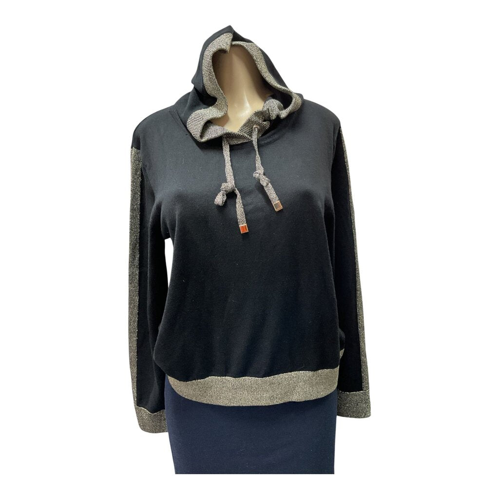 Karl Lagerfeld (Med) Black and Gold Striped Hooded Sweater