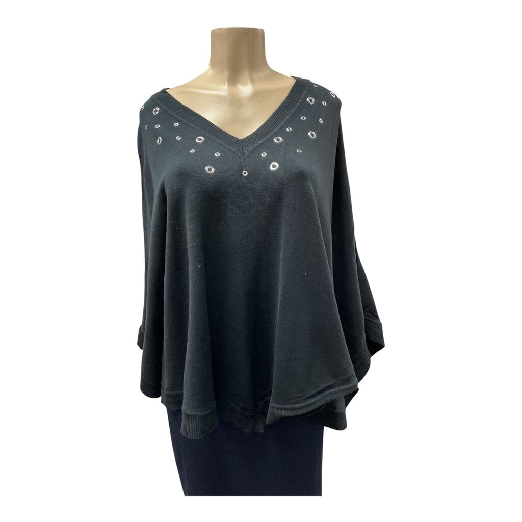 Michael Kors (Large) Black V Neck w/Silver Rings