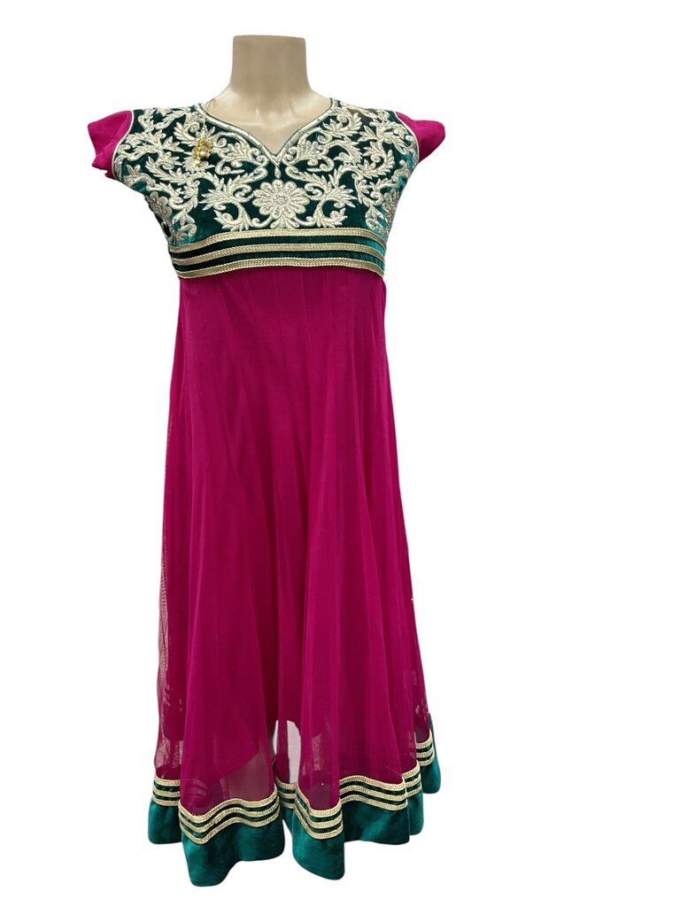 Pink (Med) and Green Traditional S/S Dress