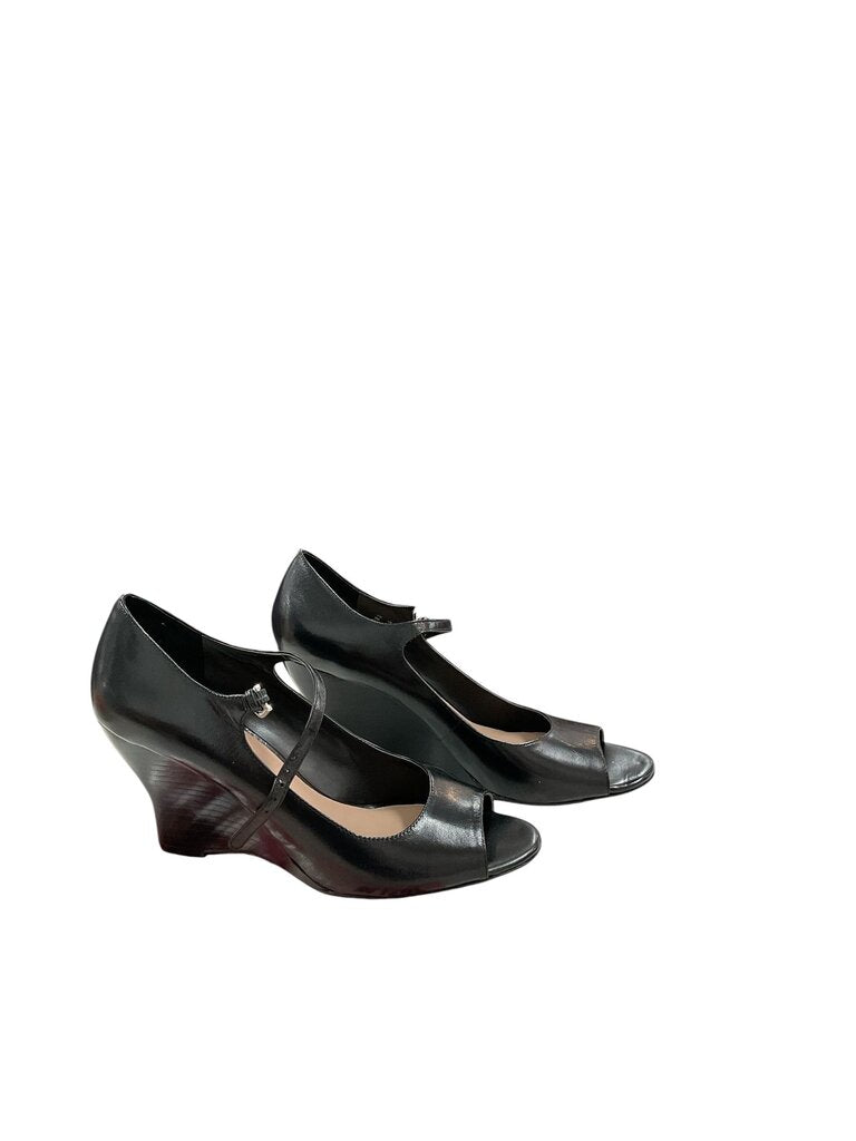 Franco Sarto (9) Black Leather Mini Wedge