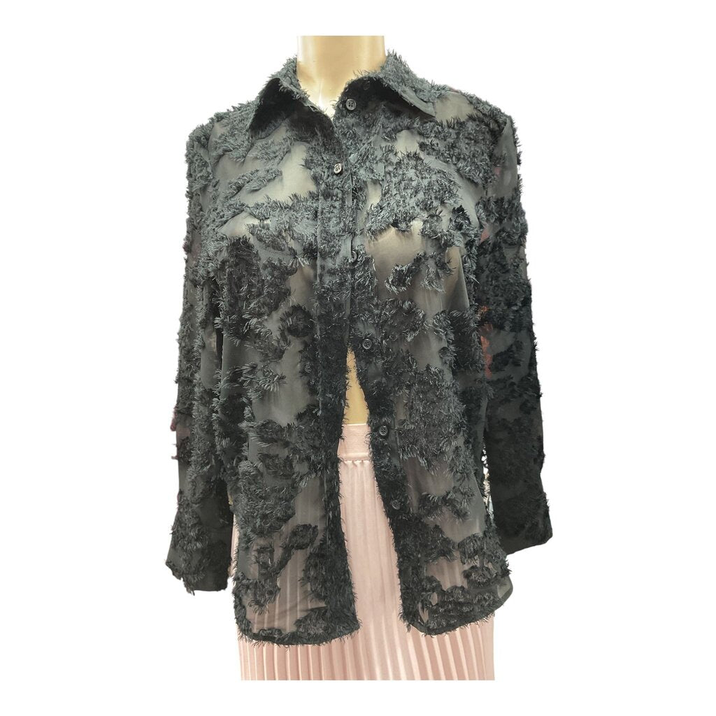 H and M (XS) Black Sheer L/S Blouse