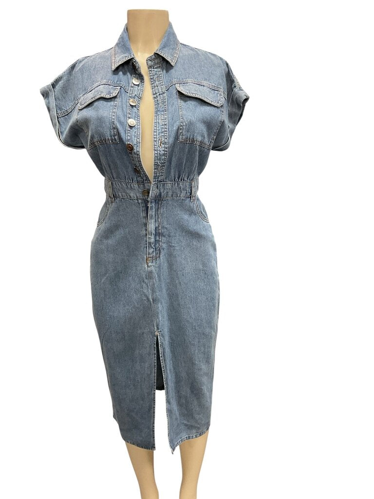 Given Kale (Small) Denim Midi Dress