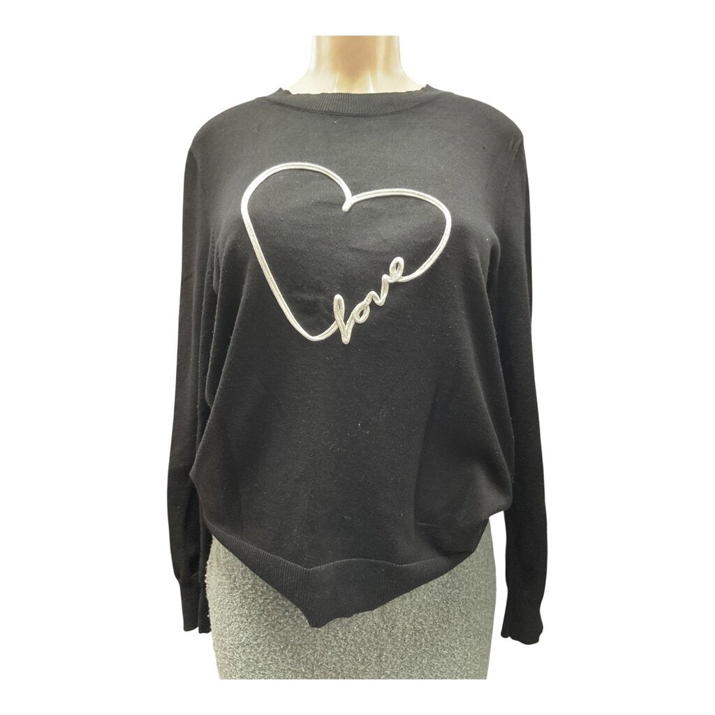 Marled (Med) Black Love Sweater LS
