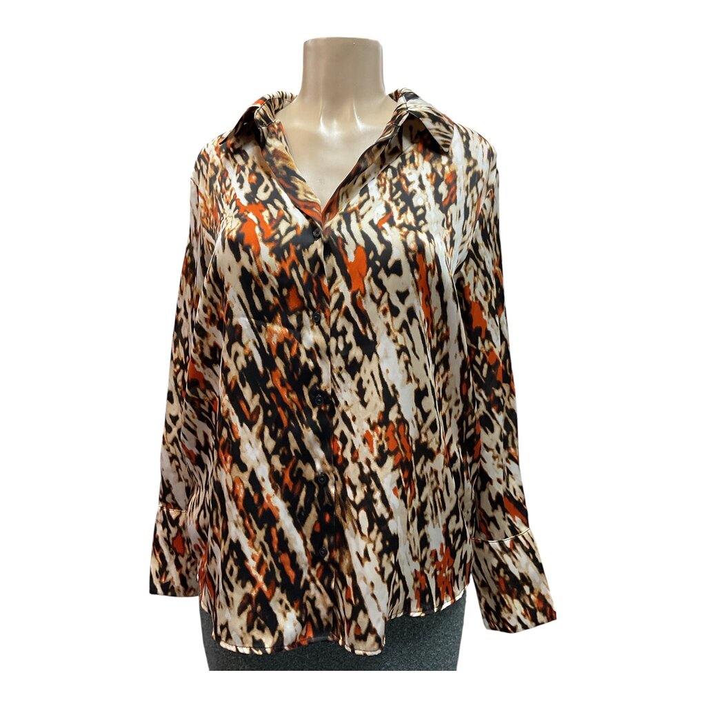 Worthington (Med) Orange and Gold LS Blouse