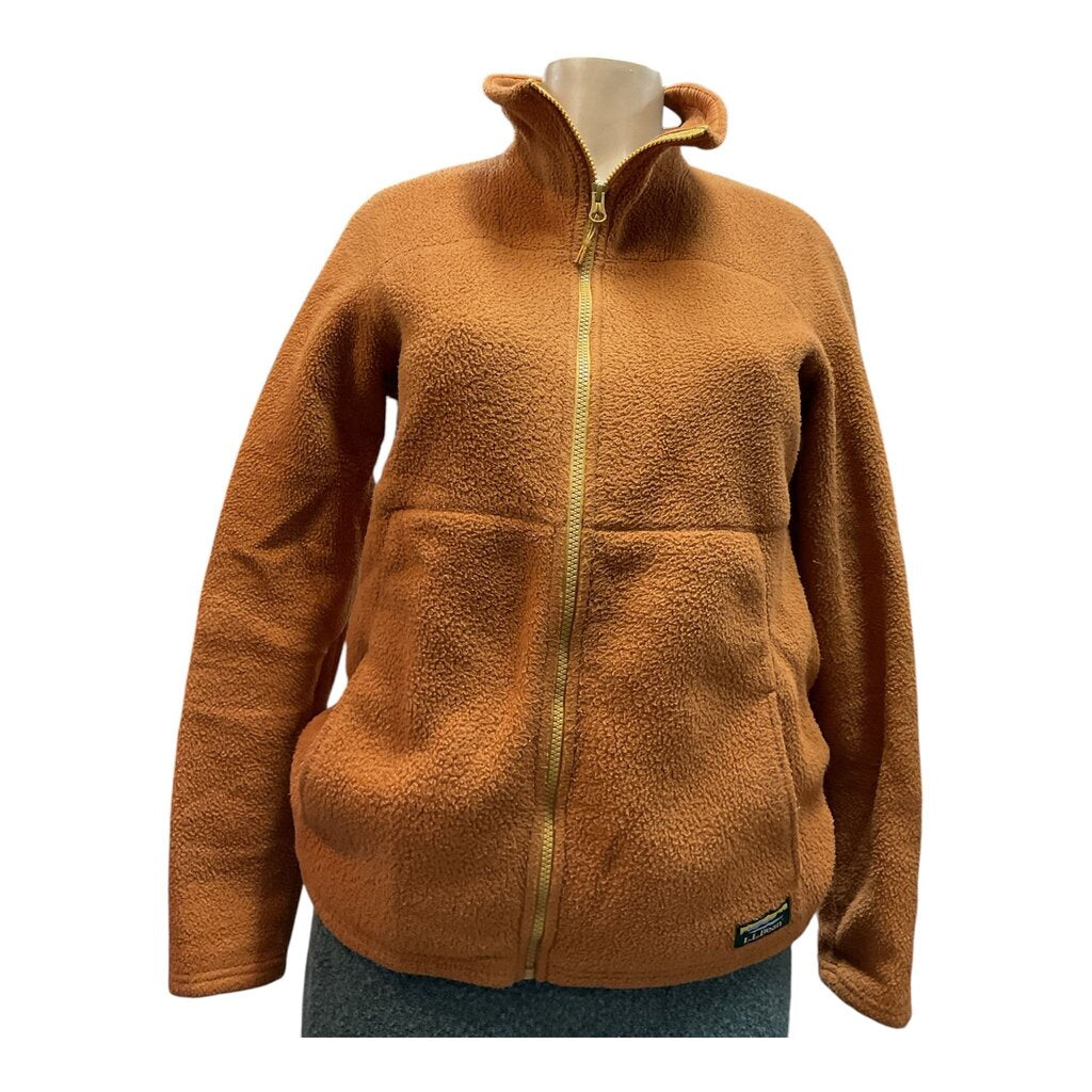 LL Bean (Small) Orange Fleece Zippered Jacket