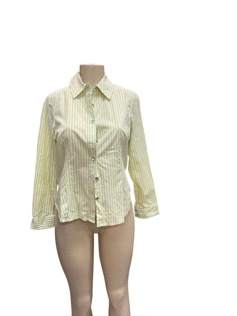 Susan Graver Style (XS) Yellow and White Button Down Blouse
