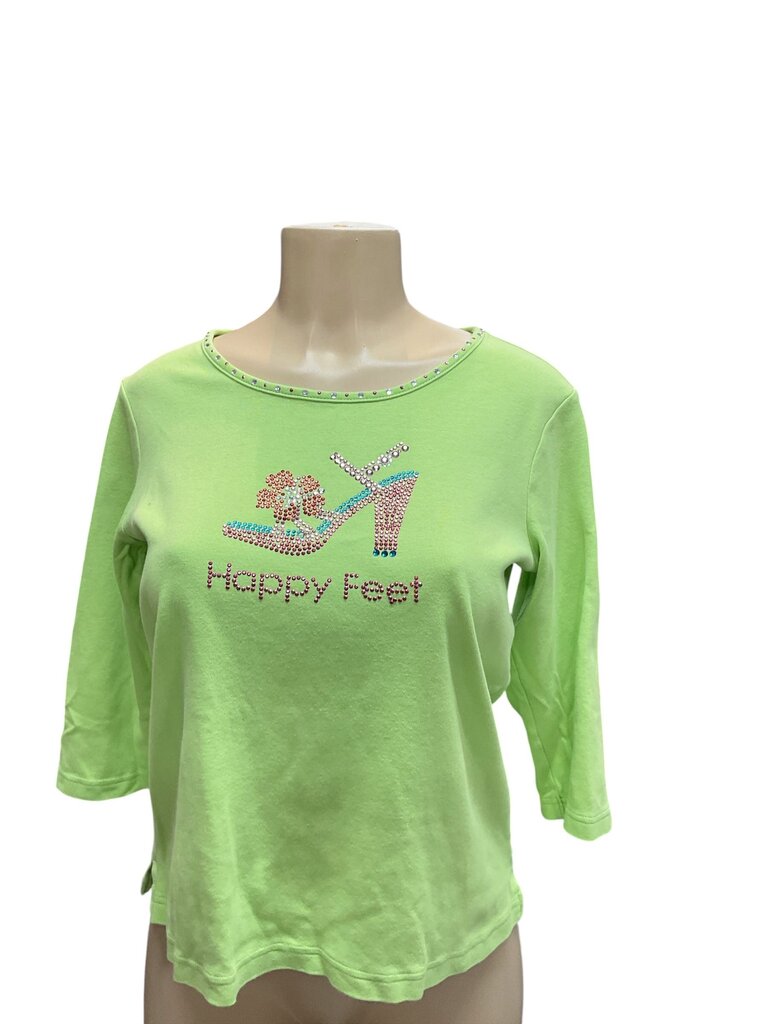Quaker Factory (XS) Green Happy Feet Cotton Tee
