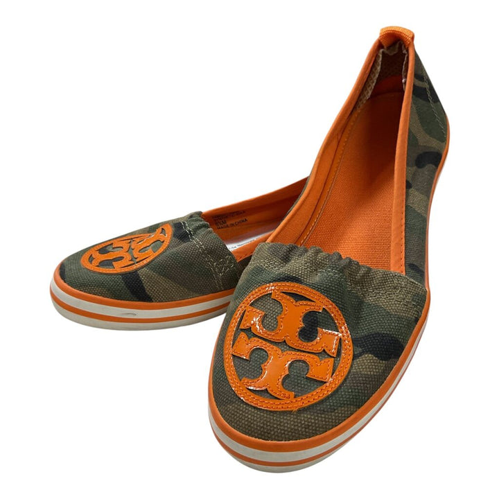 Tory Burch (6.5) Camo and Orange Flat Shoes