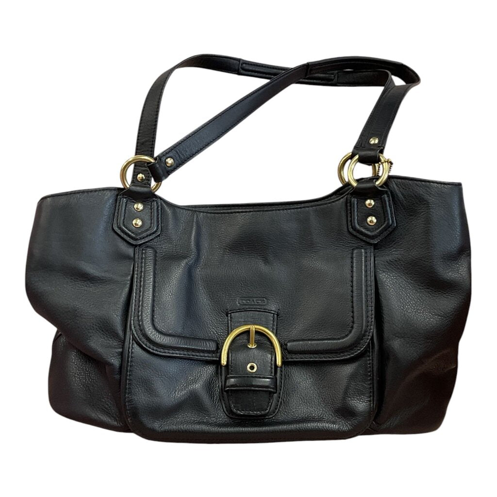 Coach Black Leather w/Gold adornment Shoulder Bag