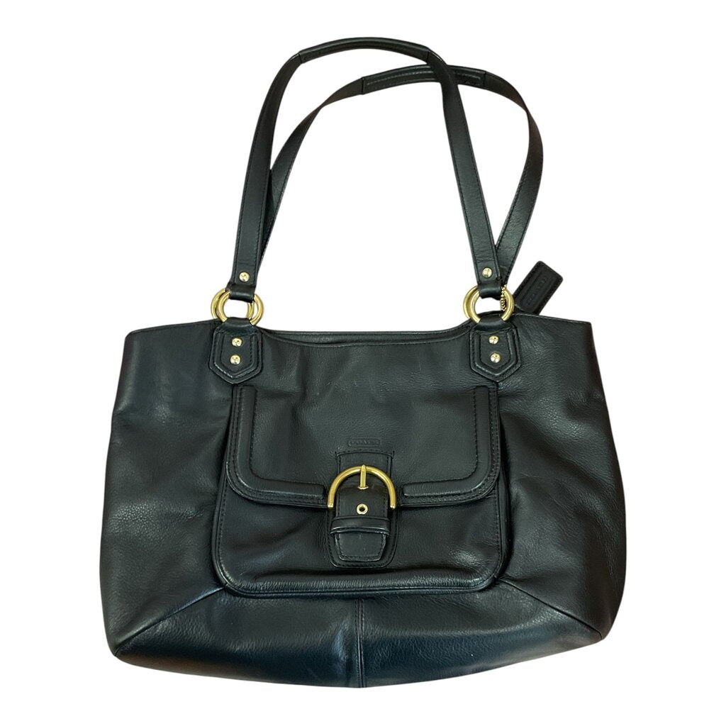 Coach Black Leather w/Gold adornment Shoulder Bag