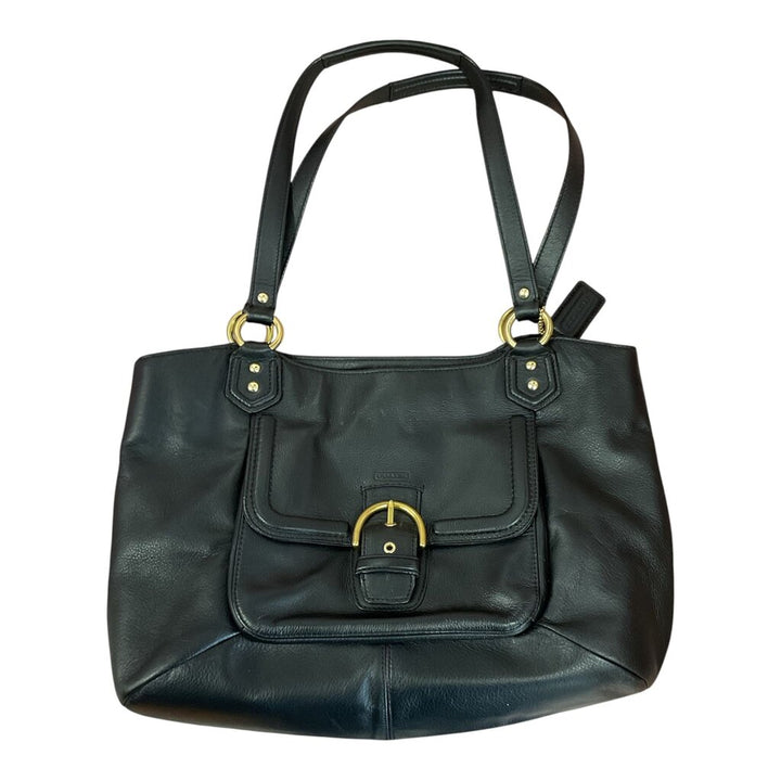 Coach Black Leather w/Gold adornment Shoulder Bag