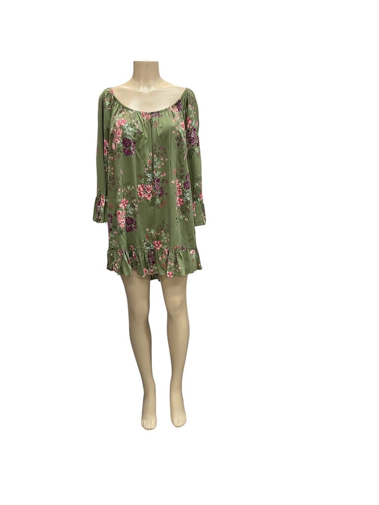 Terra and Sky (3x) Green Floral 3/4 Blouse