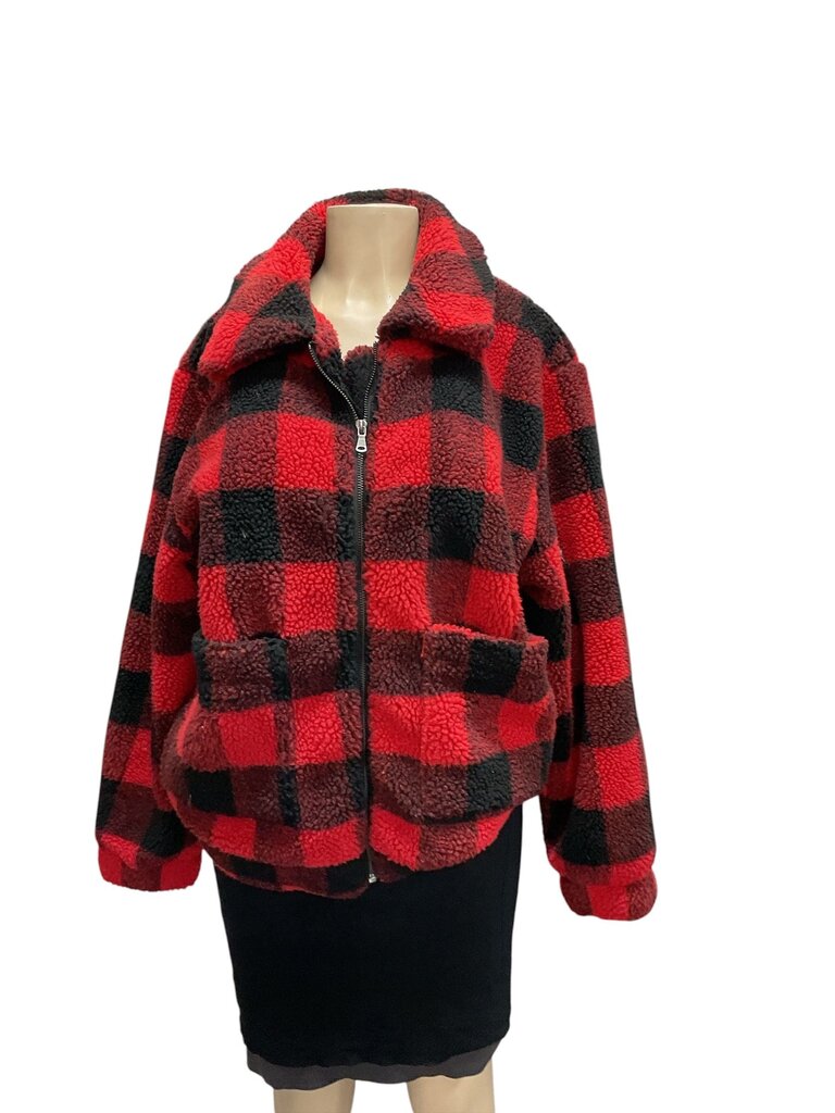 Elodie (Large) Red and Black Plaid Flannel Coat