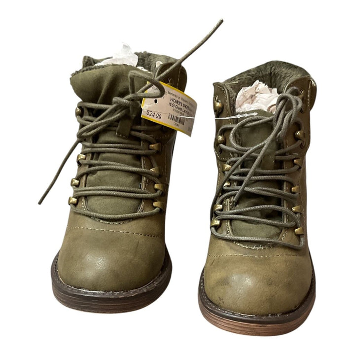 Sugar (6.5) Green Lace Up Bootie