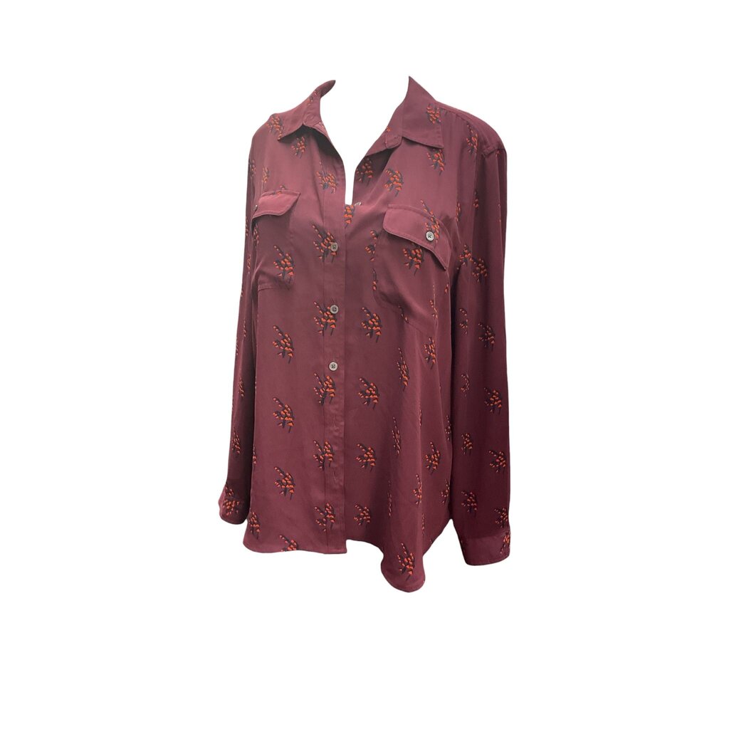 Loft (XL) Wine Orange Spotted LS Blouse