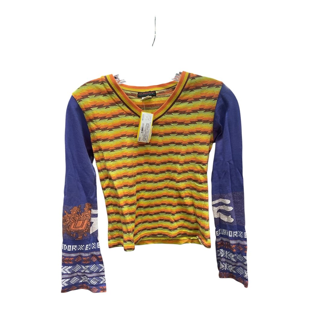 Custo (Med) Green/Orange/Purple LS Tee (Fits Like a small)