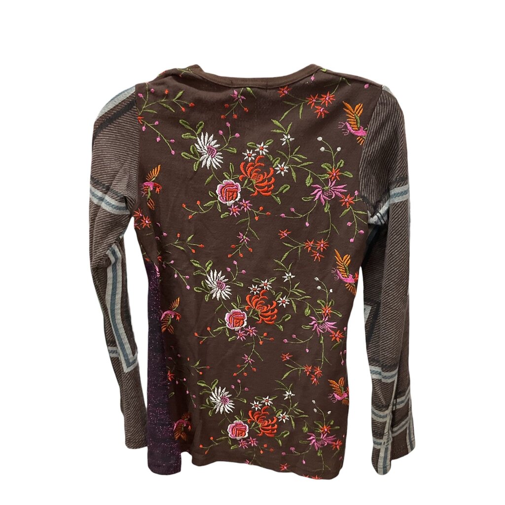 Custo (Small) Brown Floral L/S Crew Neck Tee
