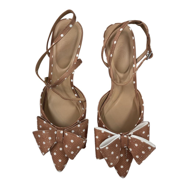 INC (7.5) Tan and White Polka Dot Heels
