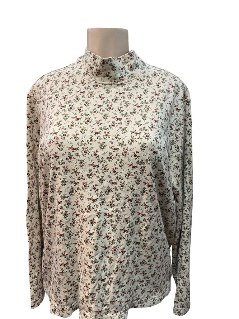 Karen Scott (XL) Yellow Floral Turtleneck LS