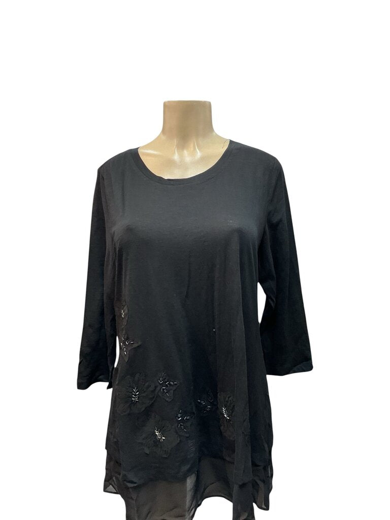 Logo (Large) NEW Black 3/4 Bedazzled Cotton Tee