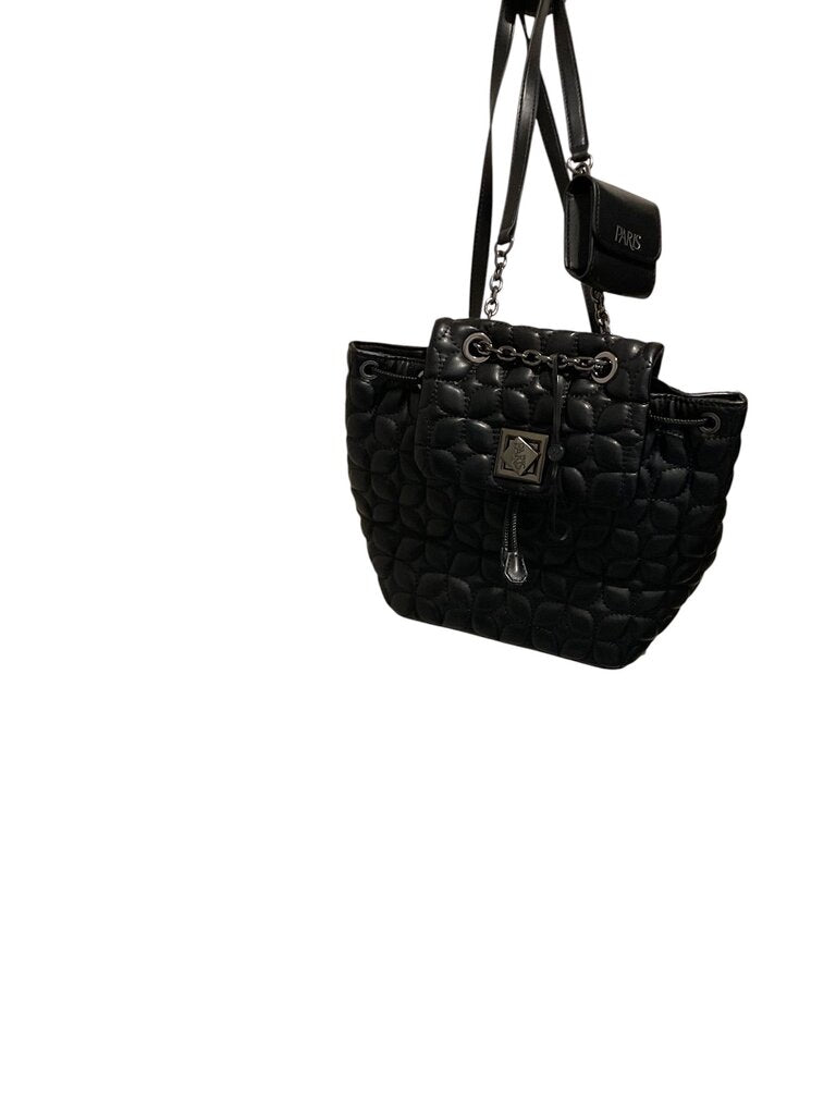Paris Hilton Black Faux Leather Mini Bookbag