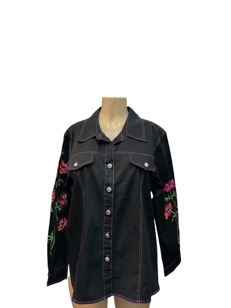 Bob Macke (XL) Black Floral Blazer Shirt