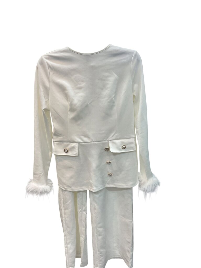 White (XL) Two Piece White Suit w/gold Buttons
