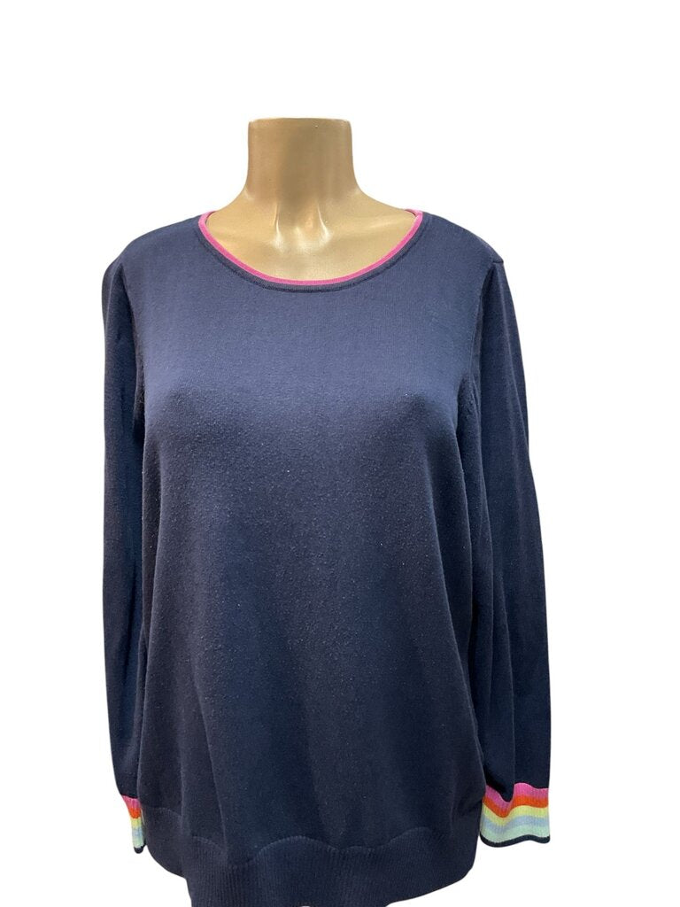 Belle Kim Gravel (XL) Blue and Pink Crew Neck Sweater
