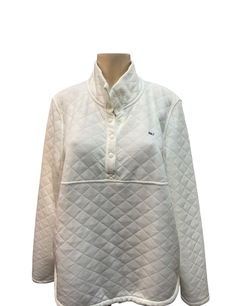 Vineyard Vines (XL) Cream Pleated Button Sweatshirt