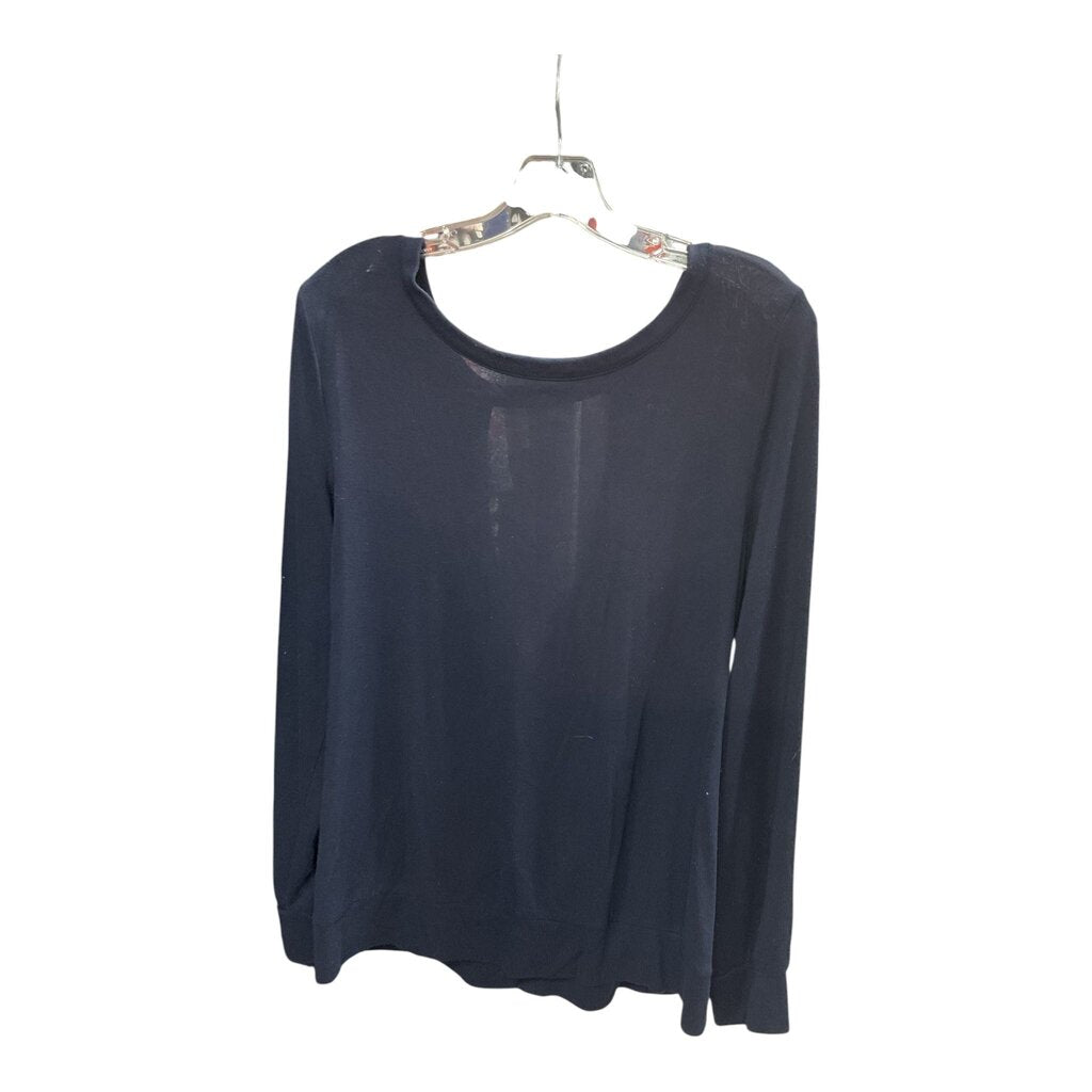 Loft (Large) Blue Criss Cross Open Back Blouse