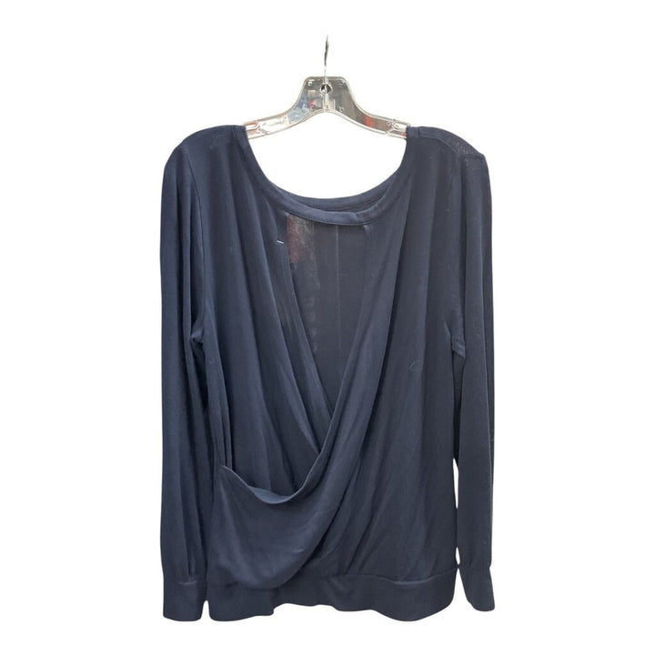 Loft (Large) Blue Criss Cross Open Back Blouse