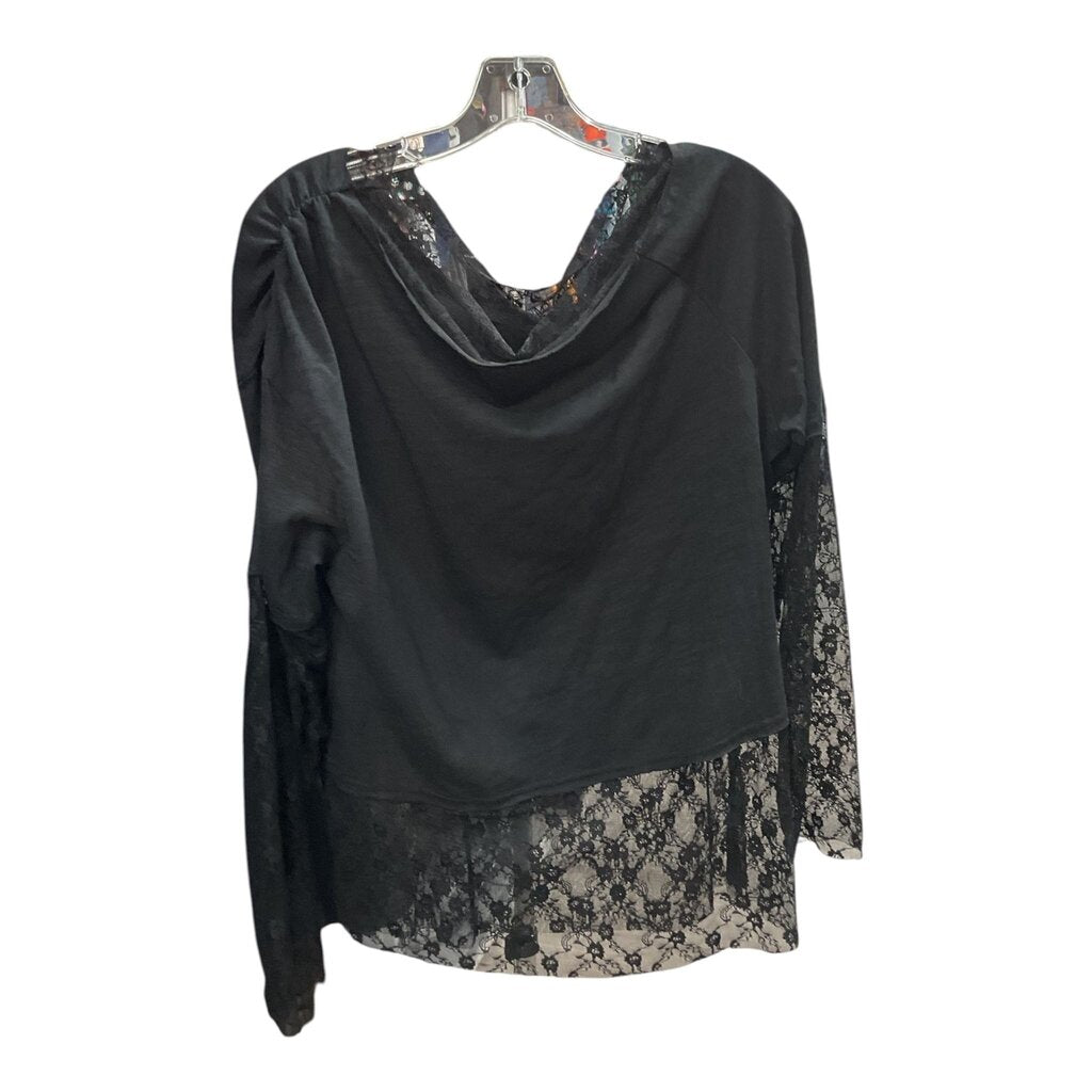 Black (Large) Lace Sleeve Blouse**