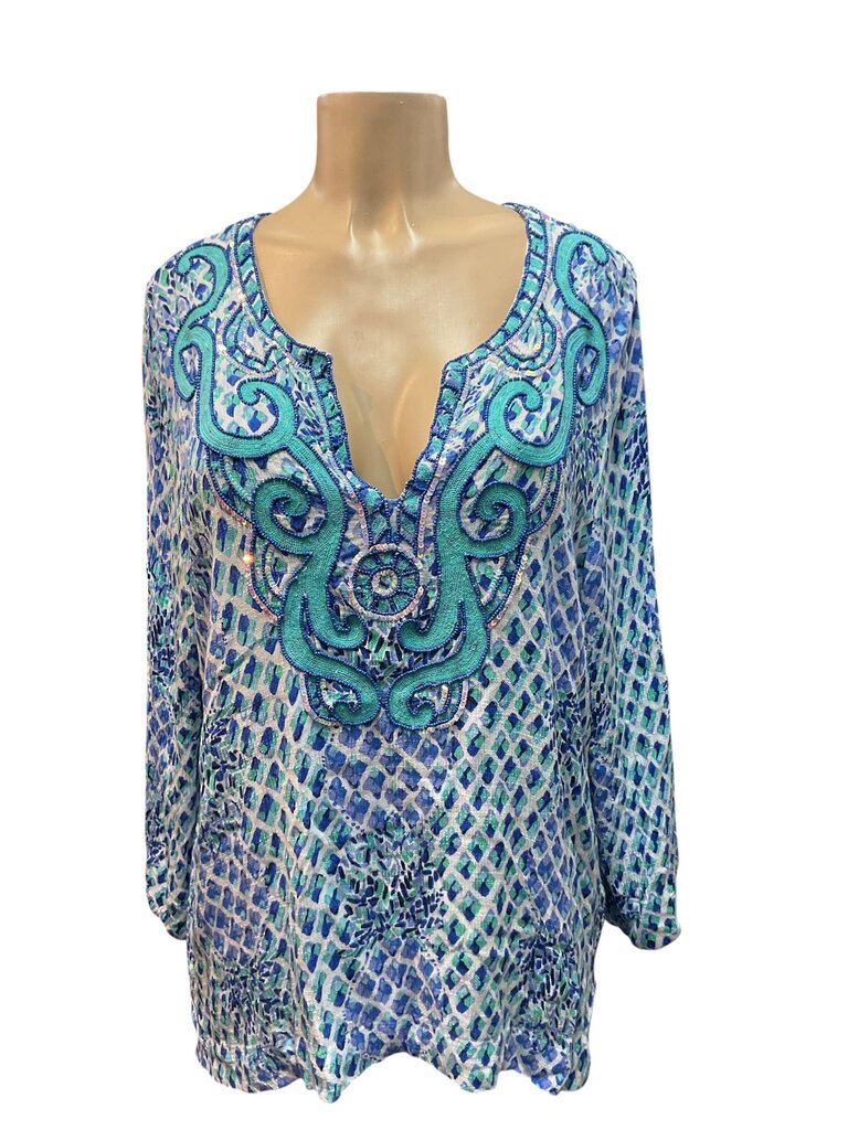 Lily Pulitzer (XL) Blue and Teal Blouse