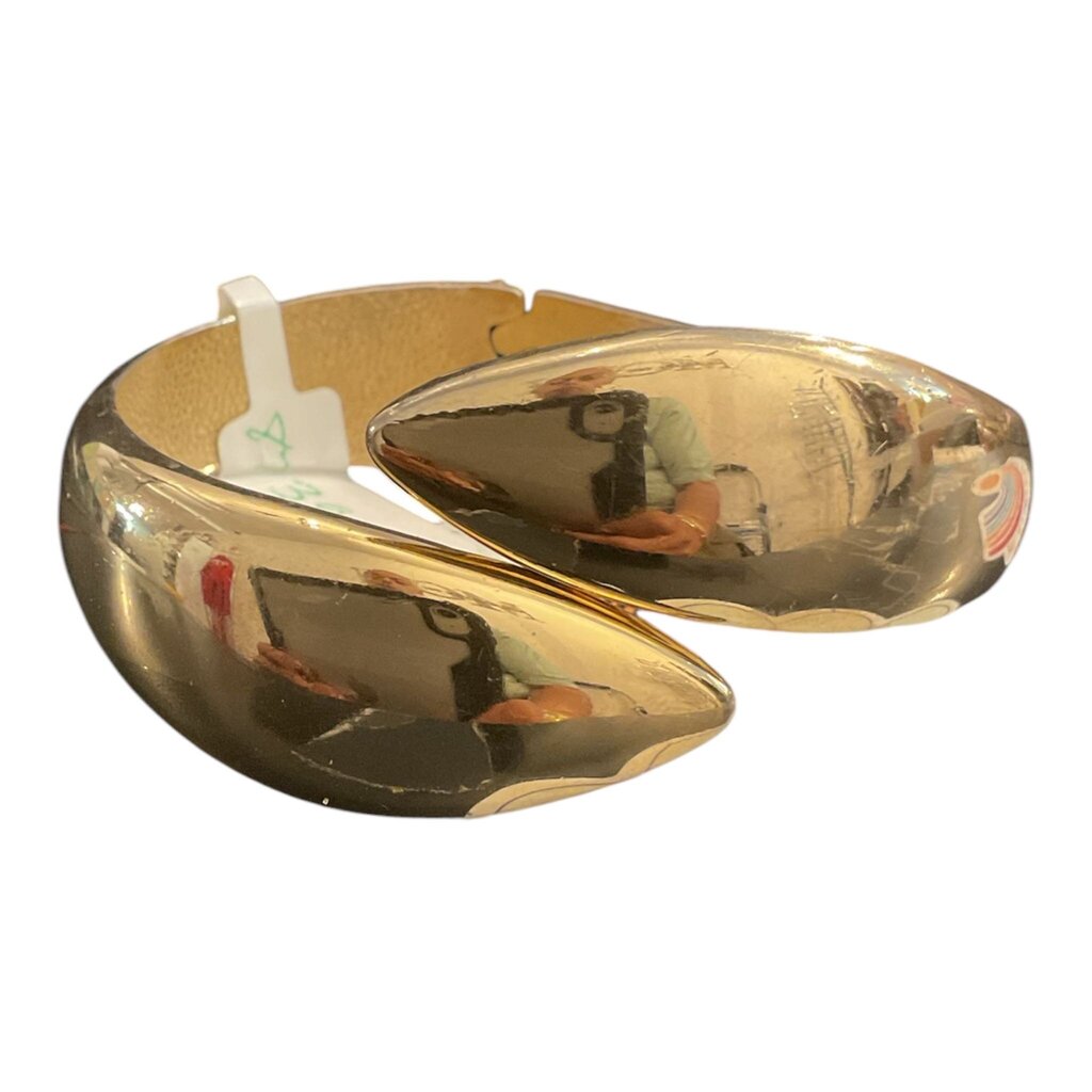 Polished Gold Tone Hinged Wrap Bandle Bracelet