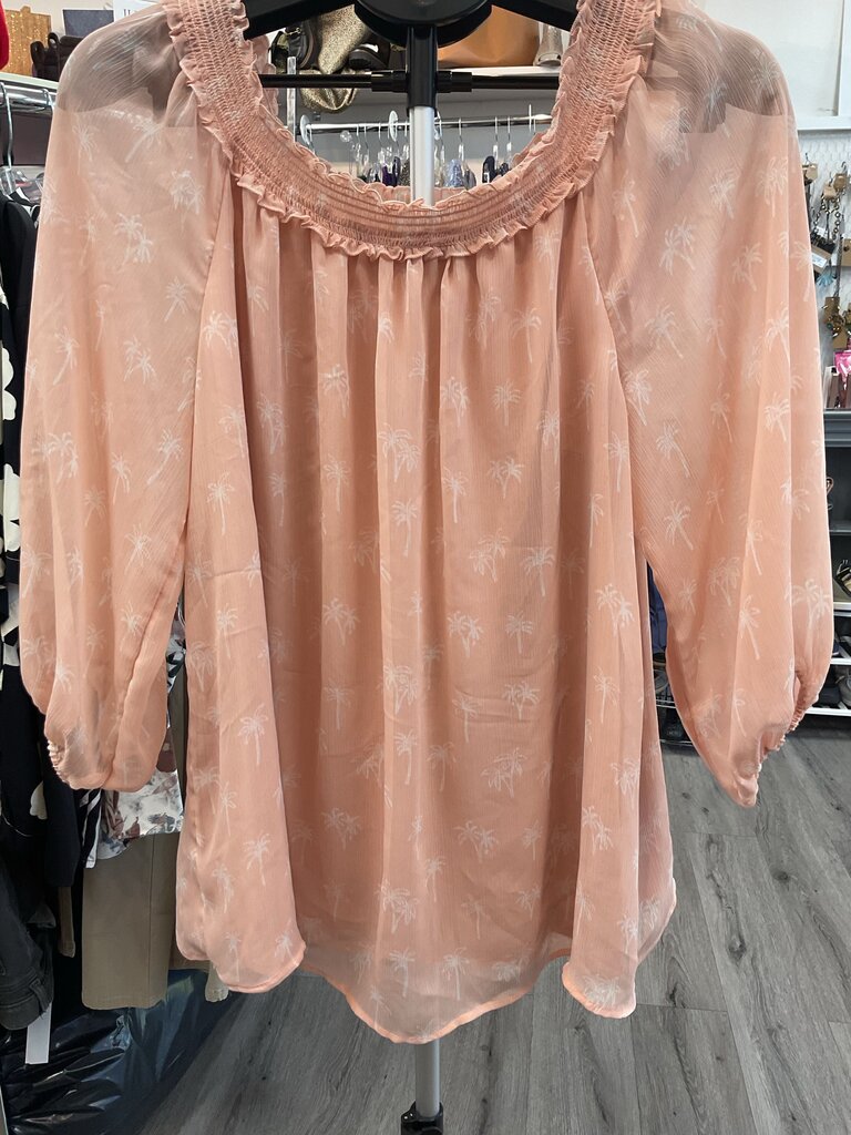 Lauren Conrad (XL) PEACH PALMTREE BLOUSE