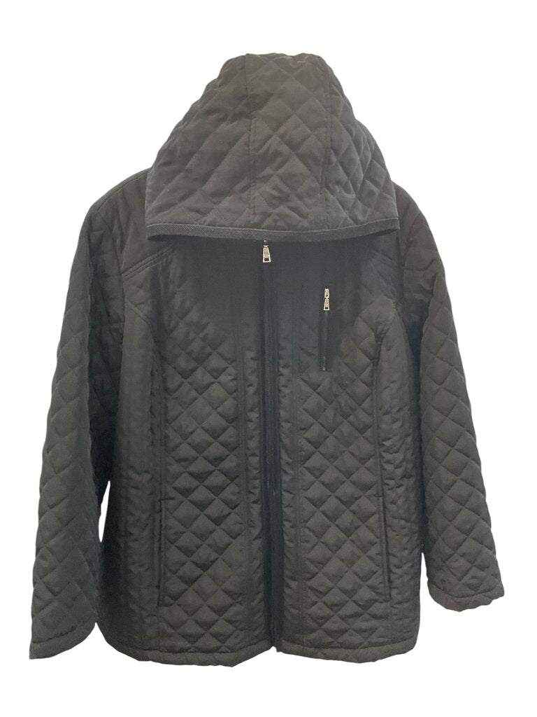 LAUNDRY BY DESIGN (3X) BLACK HOODED COAT