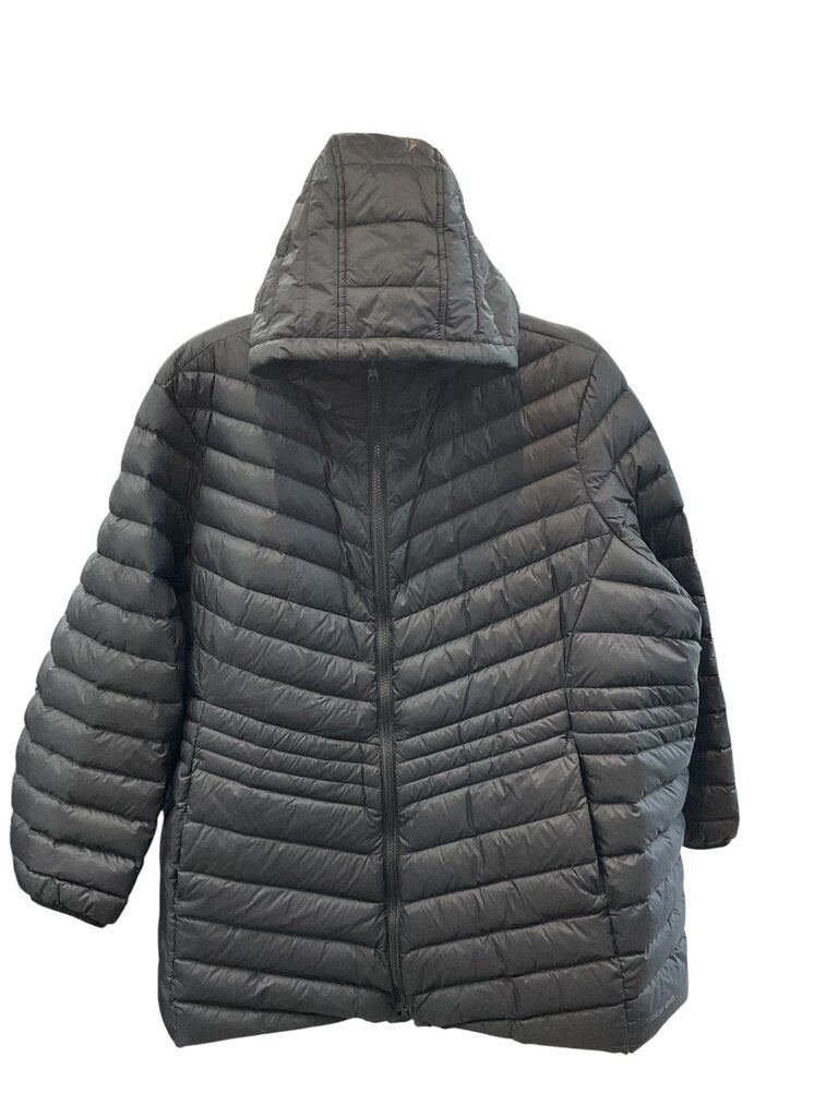 LANDS END (3X) BLACK HOODED PUFFER COAT