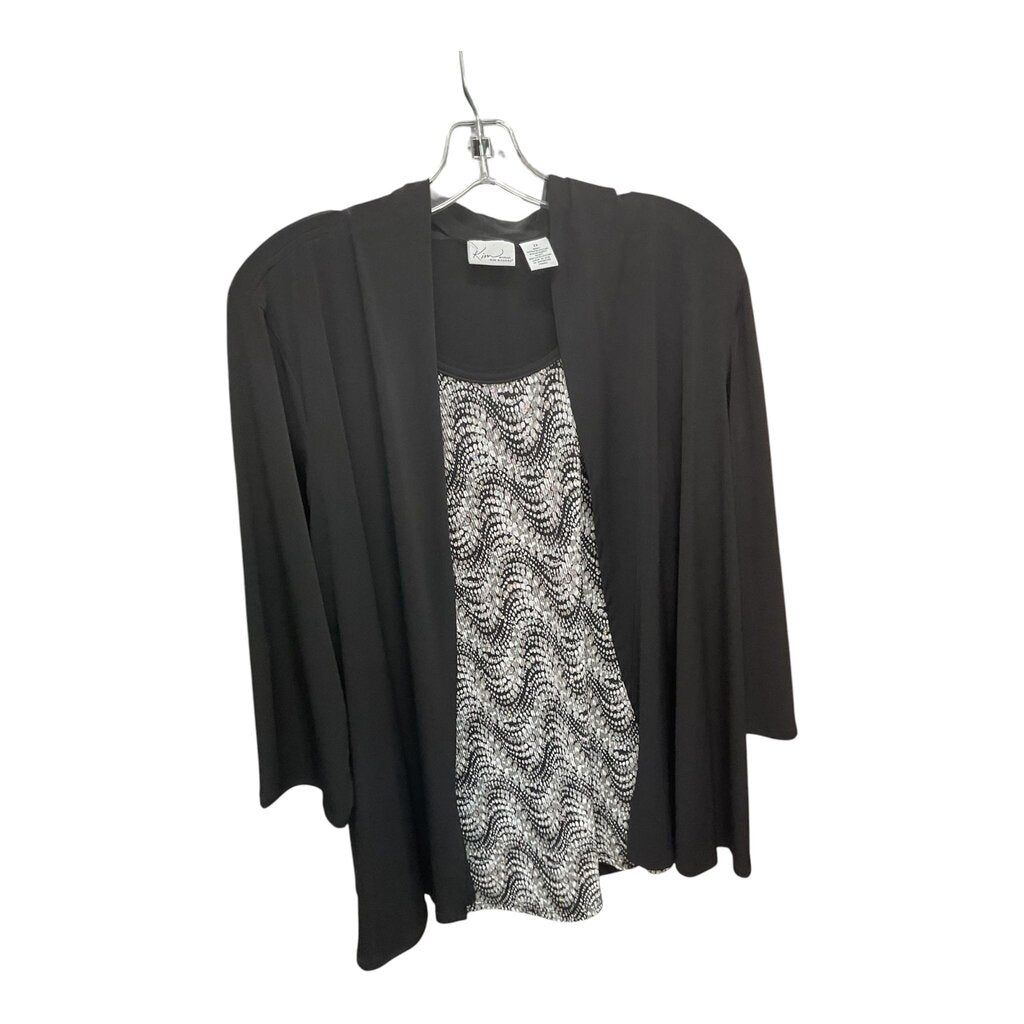 KIM ROGERS (2X) BLACK TOP W/ WHITE & BLACK DESIGN