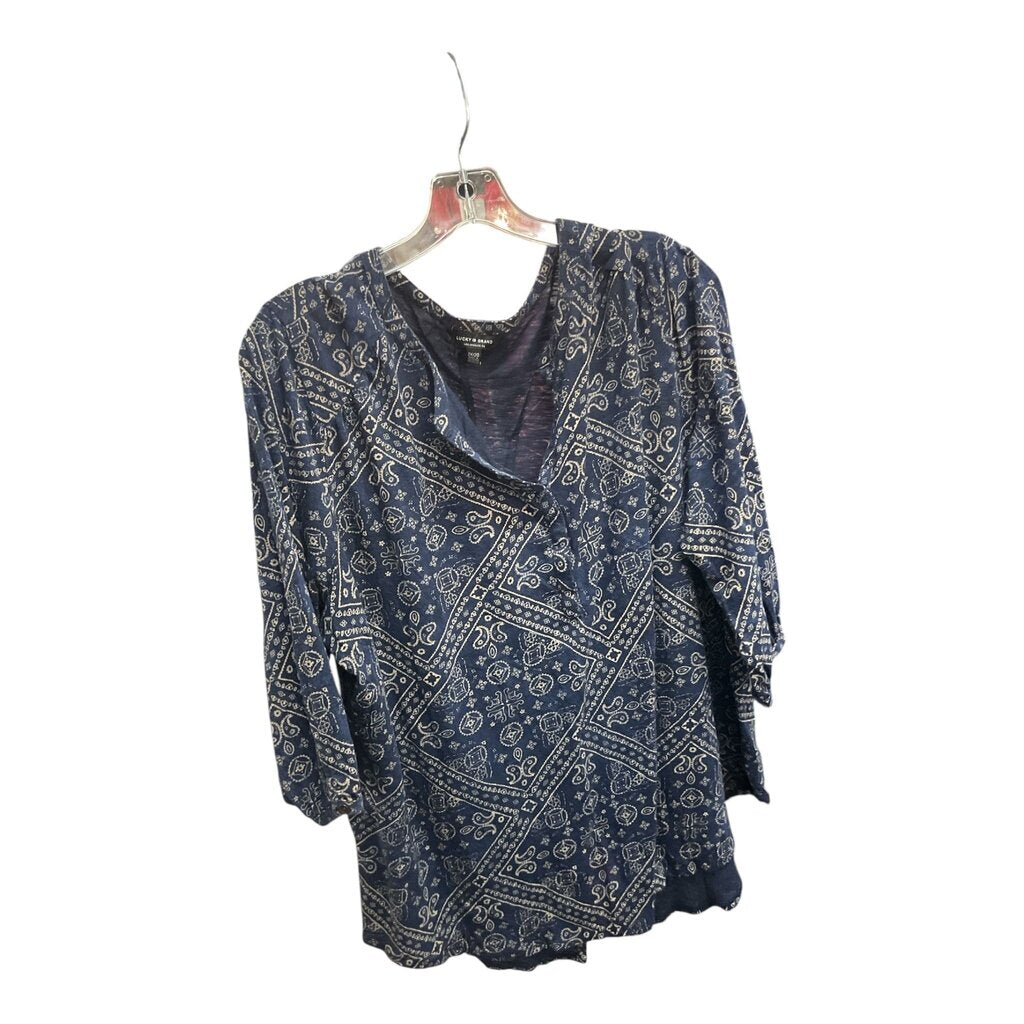 LUCKY BRAND (2X) NAVY PRINT TOP