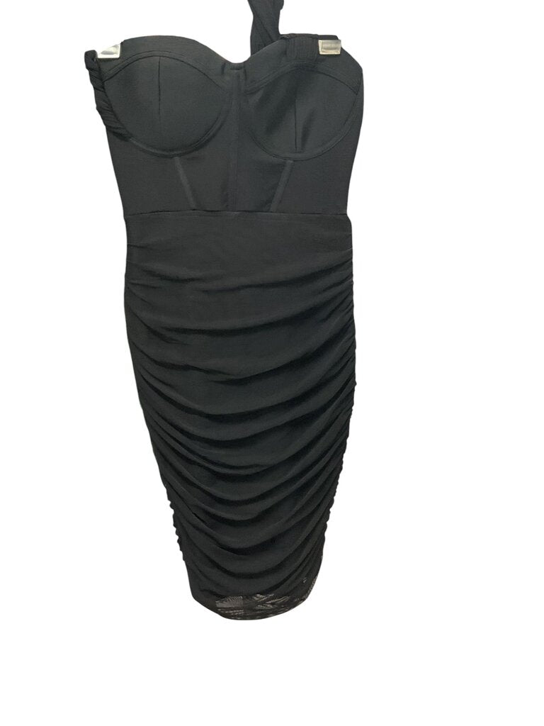 Shop 17 (Med) Black Ruched Semi Formal Dress