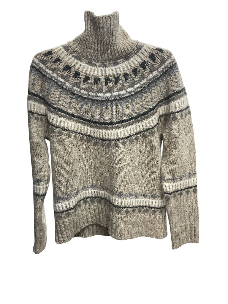 Alex Mill (Large) Tan and White Turtleneck Sweater
