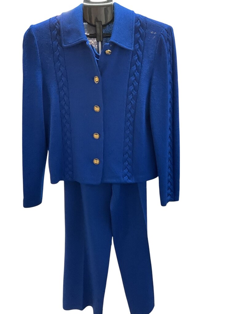 St. John Collection (6) Blue Sweater Three Piece (Skirt/Pants)