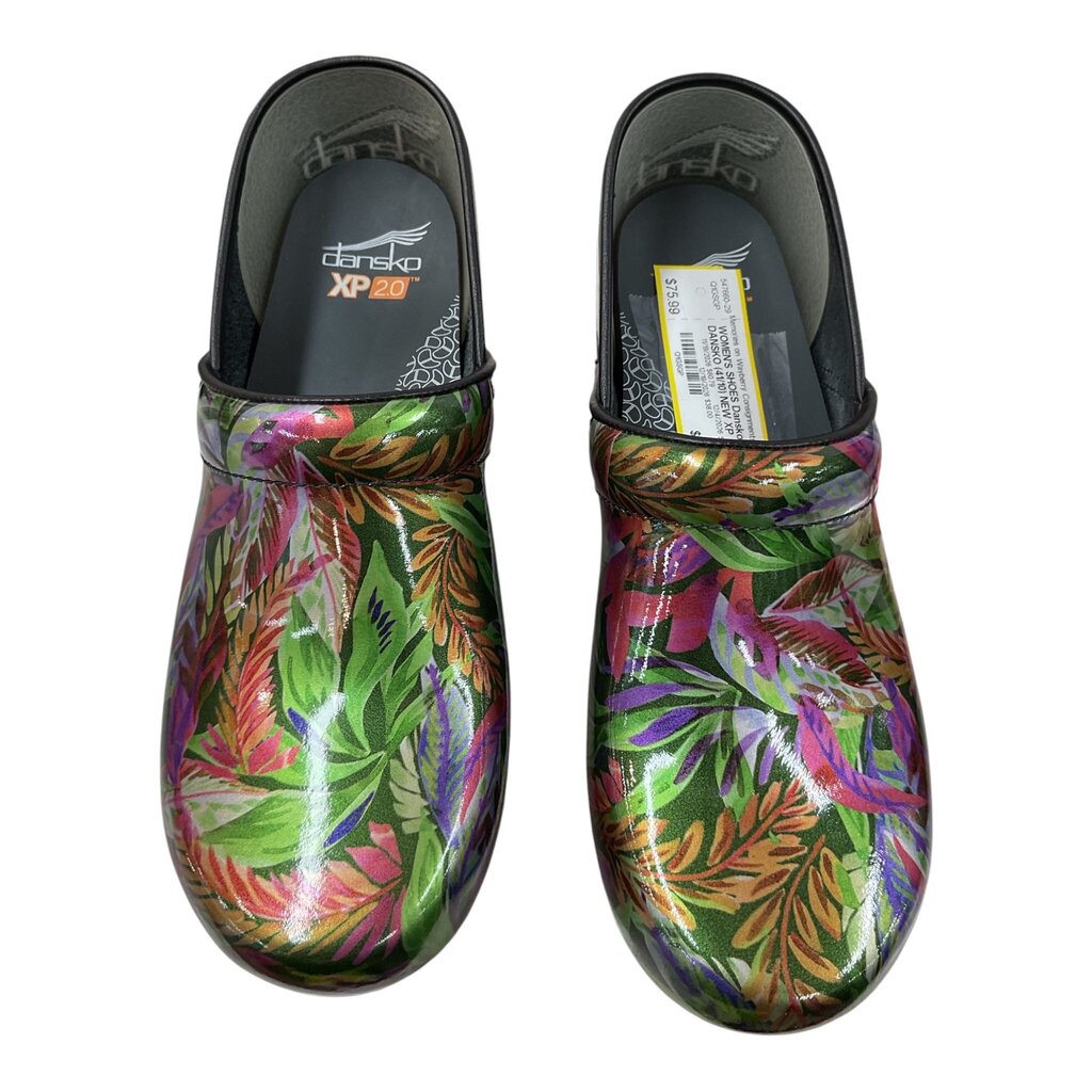 DANSKO 941/10) NEW PURPLE & GREEN FLORAL CLOGS