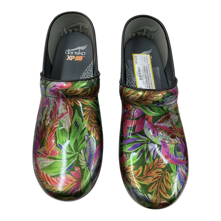 DANSKO 941/10) NEW PURPLE & GREEN FLORAL CLOGS