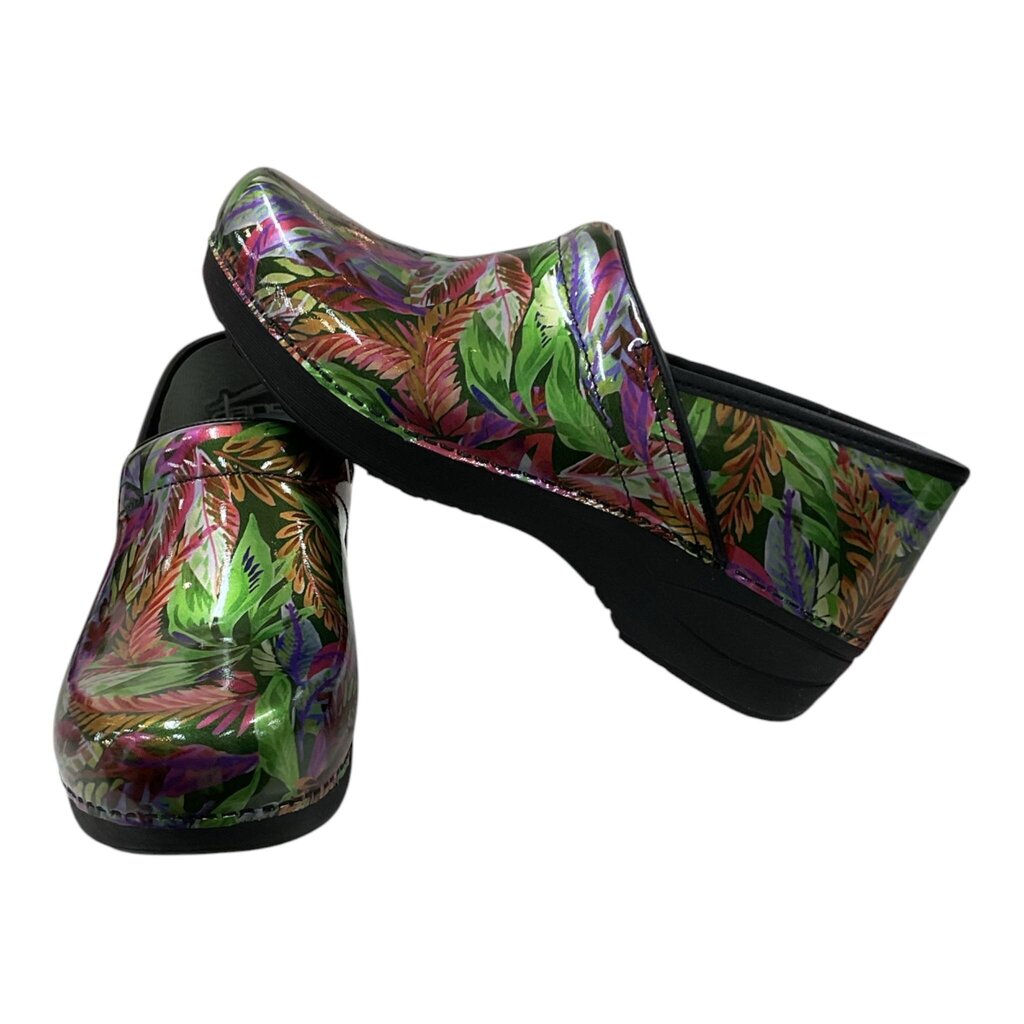 DANSKO 941/10) NEW PURPLE & GREEN FLORAL CLOGS