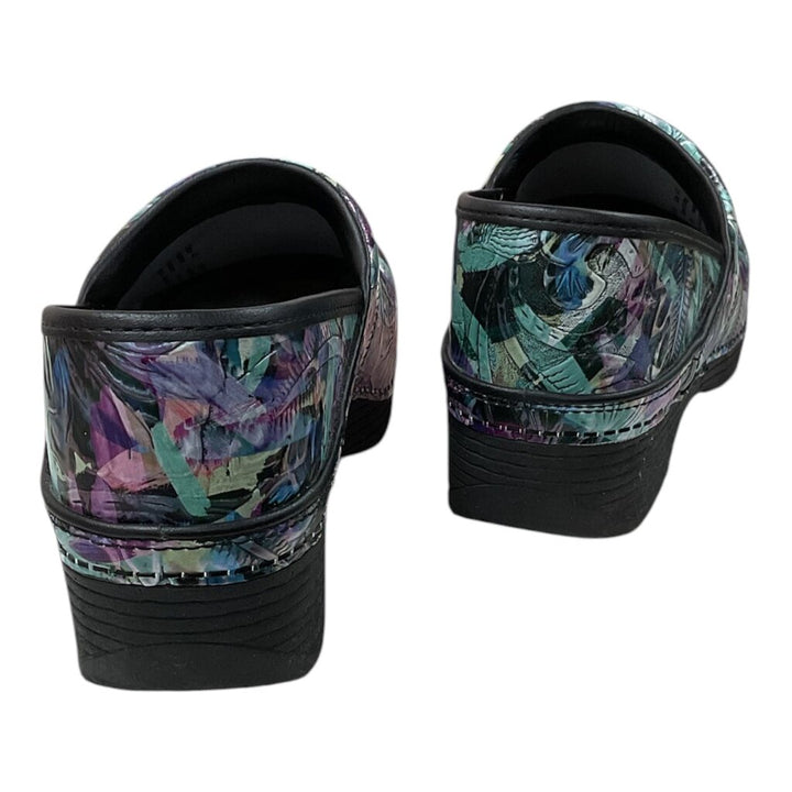 DANSKO (41/10) NEW XP GREEN & PINK FLORAL PRINT CLOGS