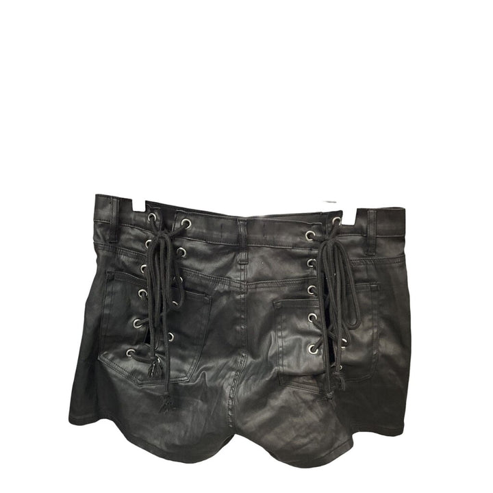 AKIRA (1X) BLACK FAUX LEATHER SHORTS