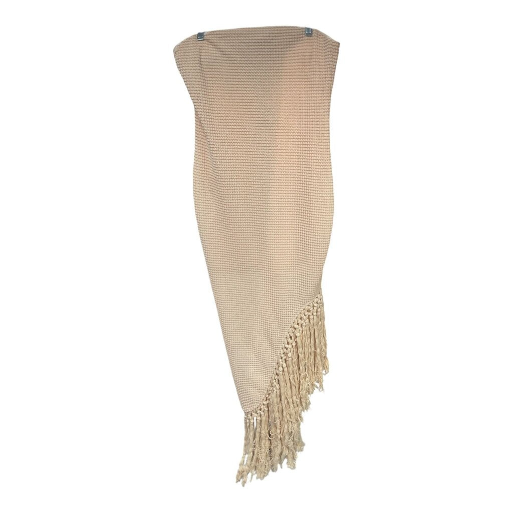MOW (XL) ECRU KNIT FRINGE TUBE DRESS