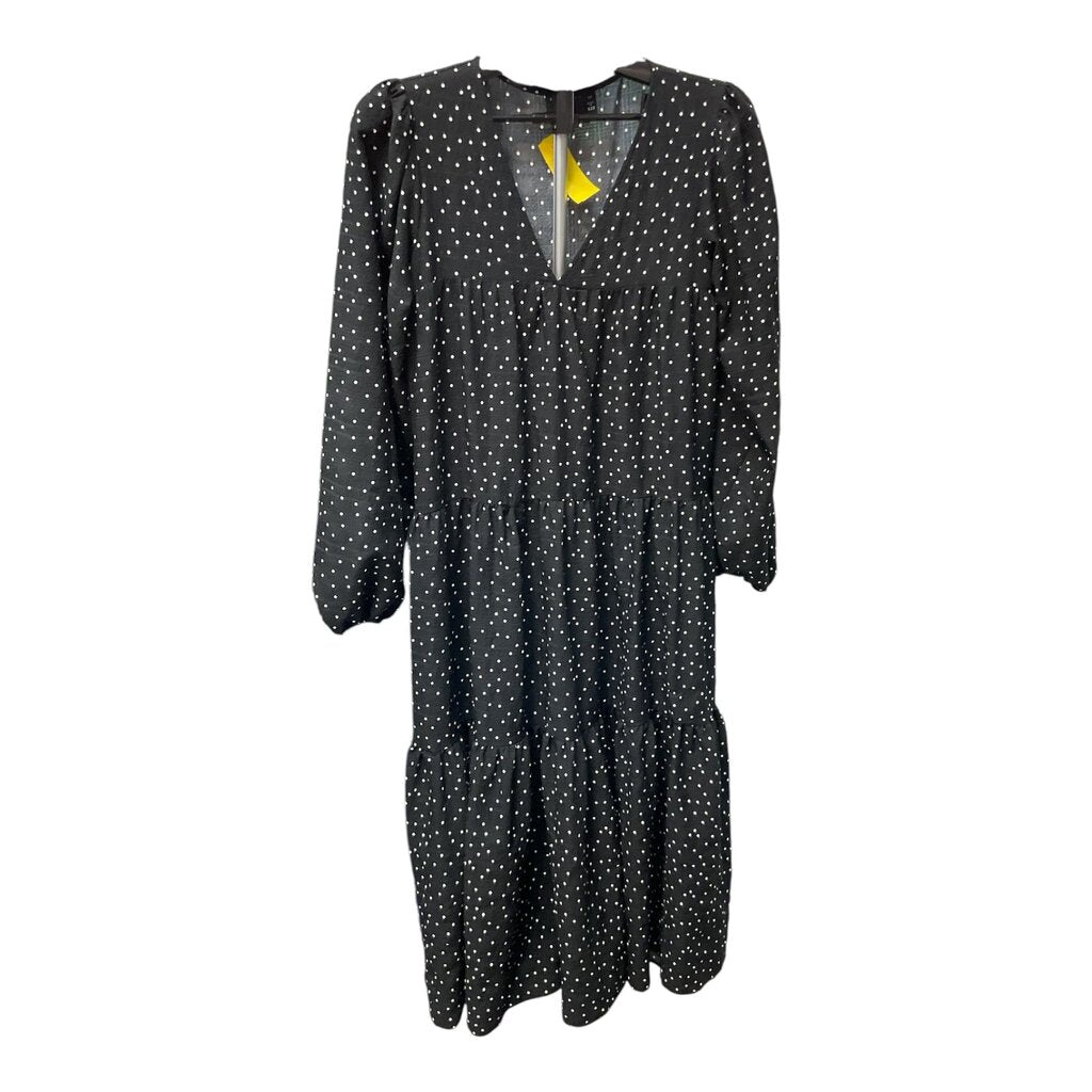 Asos Designs (2) Black Long Dress LS w/Polka Dots