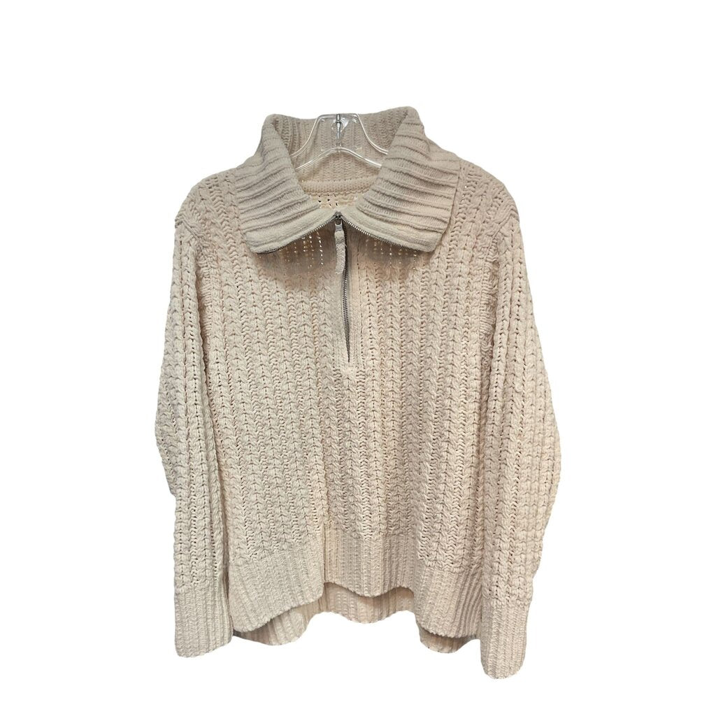 Aerie (Small) Oatmeal Thick Quarter Zip Sweater
